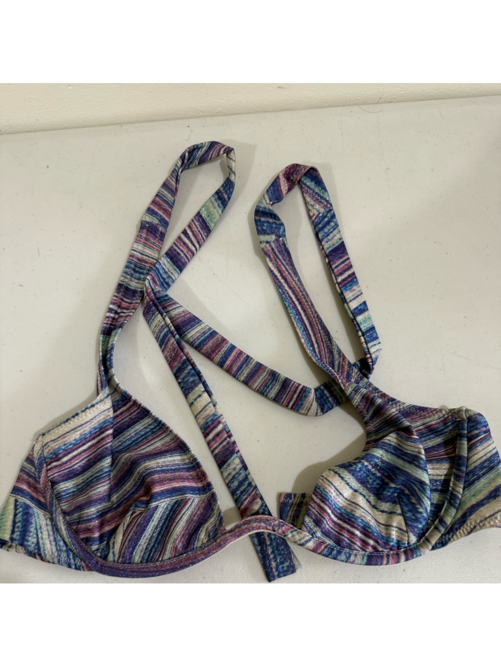 Frankie's Bikinis Multicolor Stripe Underwire Bikini Top - Blue & Purple Accents